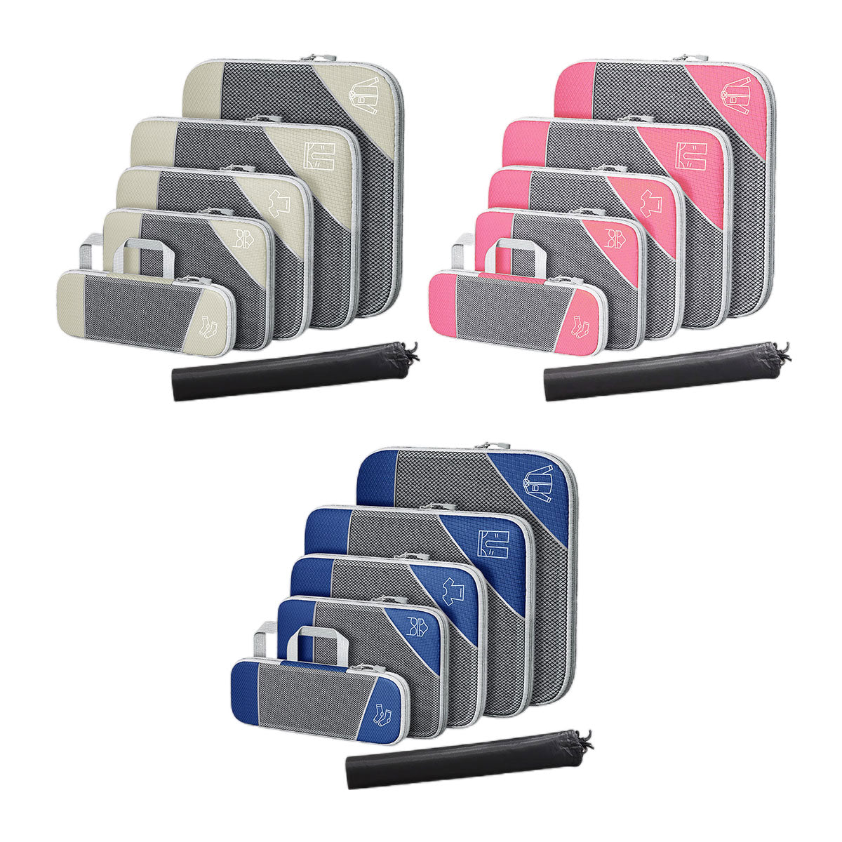 6PCS Compression Packing Cubes Expandable Luggage Storage Bag Travel Packing Bag - Pink V528-BAG-6PCS-PINK-415159