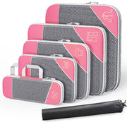 6PCS Compression Packing Cubes Expandable Luggage Storage Bag Travel Packing Bag - White V528-BAG-6PCS-WHITE-523406