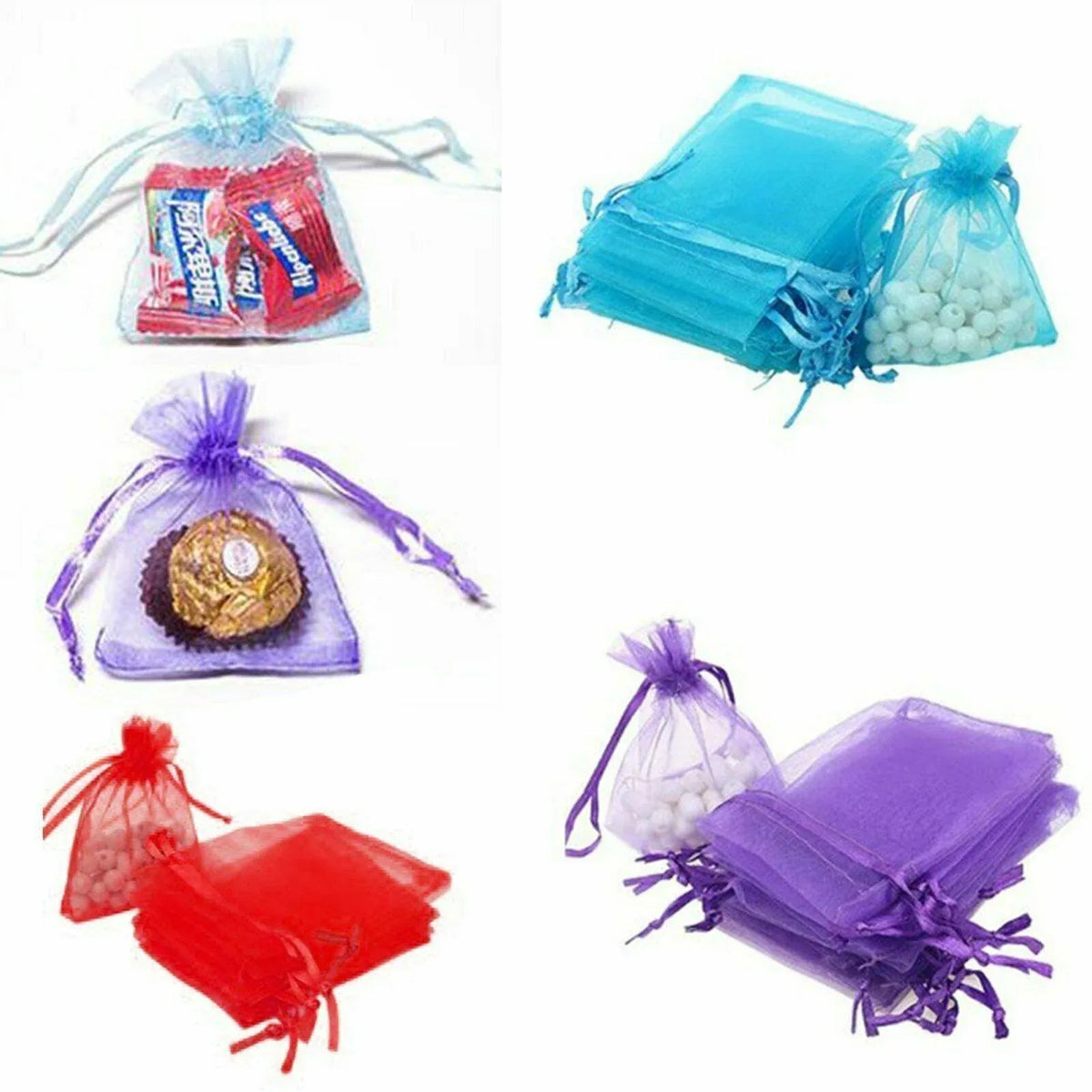 50 pcs Organza Bag Sheer Bags Jewellery Wedding Candy Packaging Sheer Bags 7*9 cm - Light Blue/50PCS V528-BAG-7-9-50PCSLIGHTBLUE-493094