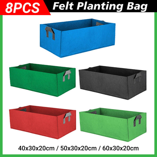 8pcs Felt Rectangular Planting Bags Vegetable Grow Bags Non-Woven Flower Pots - Blue 8pcs-60x30x20 V528-BAG-8PCS-60-30-20-BLUE-329875