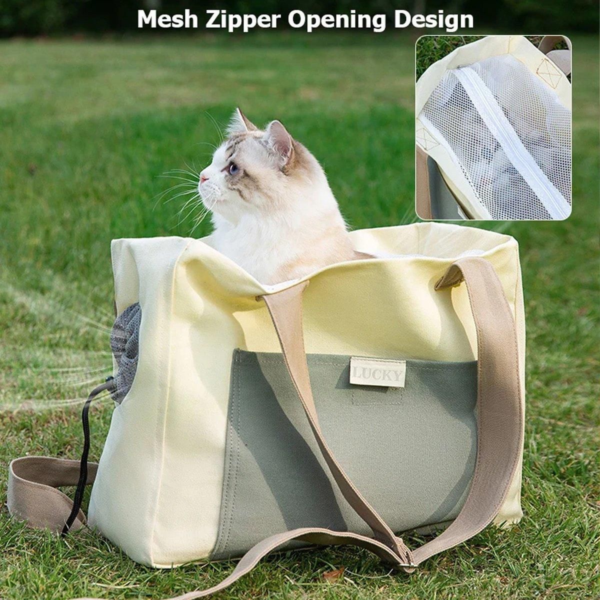 Portable Breathable Adjustable Crossbody Pet Carrier Bag Large Capacity for Pet - Beige V528-BAG-BEIGE-944106