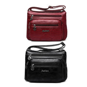 Multi Pocket Women Shoulder Bag Leather Crossbody Handbag Everyday Messenger - Black V528-BAG-BLACK-884541