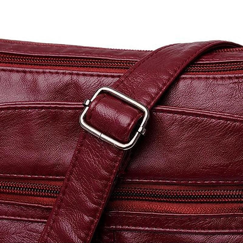 Multi Pocket Women Shoulder Bag Leather Crossbody Handbag Everyday Messenger - Black V528-BAG-BLACK-884541