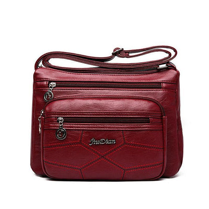 Multi Pocket Women Shoulder Bag Leather Crossbody Handbag Everyday Messenger - Black V528-BAG-BLACK-884541
