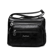 Multi Pocket Women Shoulder Bag Leather Crossbody Handbag Everyday Messenger - Black V528-BAG-BLACK-884541