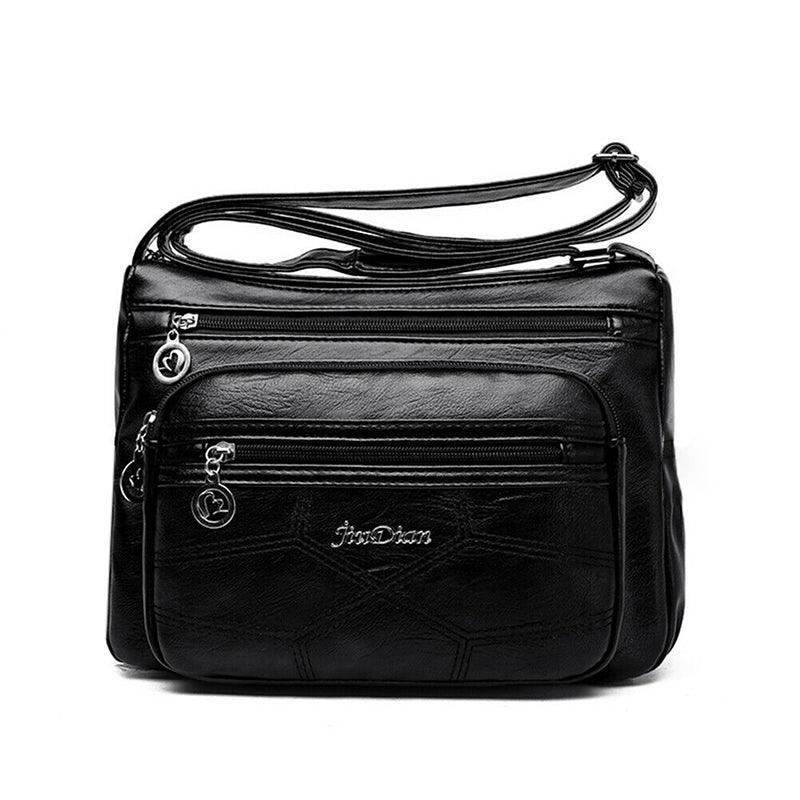 Multi Pocket Women Shoulder Bag Leather Crossbody Handbag Everyday Messenger - Black V528-BAG-BLACK-884541
