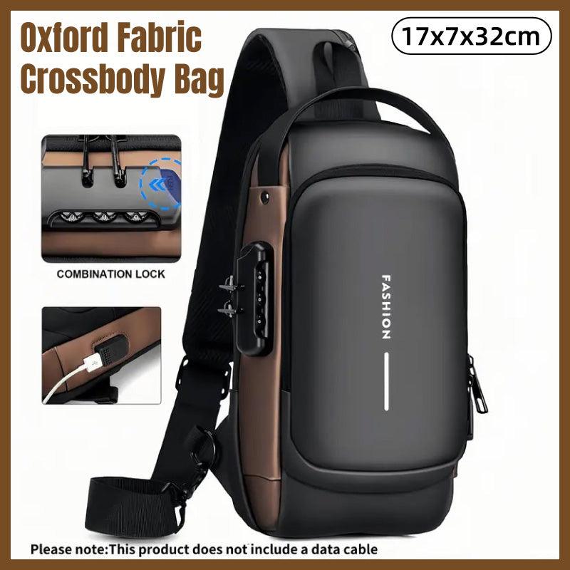 Multi-Function Password Lock Shoulder Bag Anti-Theft Crossbody Sling Bag Travel V528-BAG-BLACK-BROWN-778577