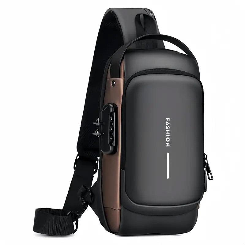 Multi-Function Password Lock Shoulder Bag Anti-Theft Crossbody Sling Bag Travel V528-BAG-BLACK-BROWN-778577