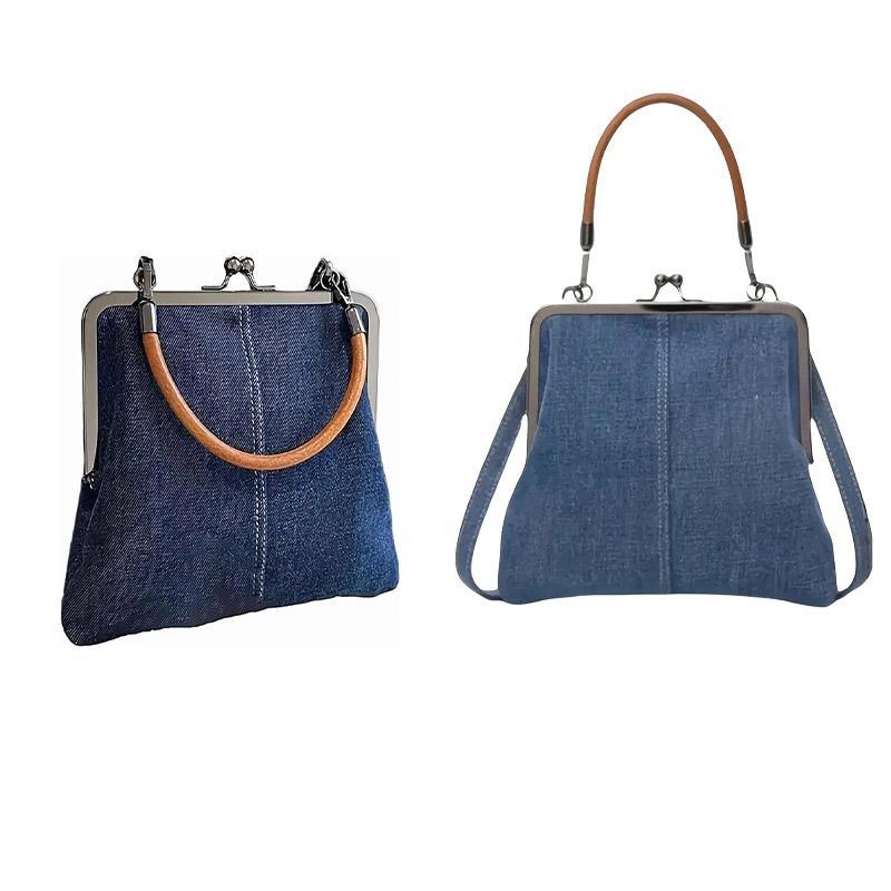 Small Handbag Women Tote Bag Cowboy Splicing Crossbody Shoulder Satchel Bag - Dark Blue V528-BAG-DARK-BLUE-276871