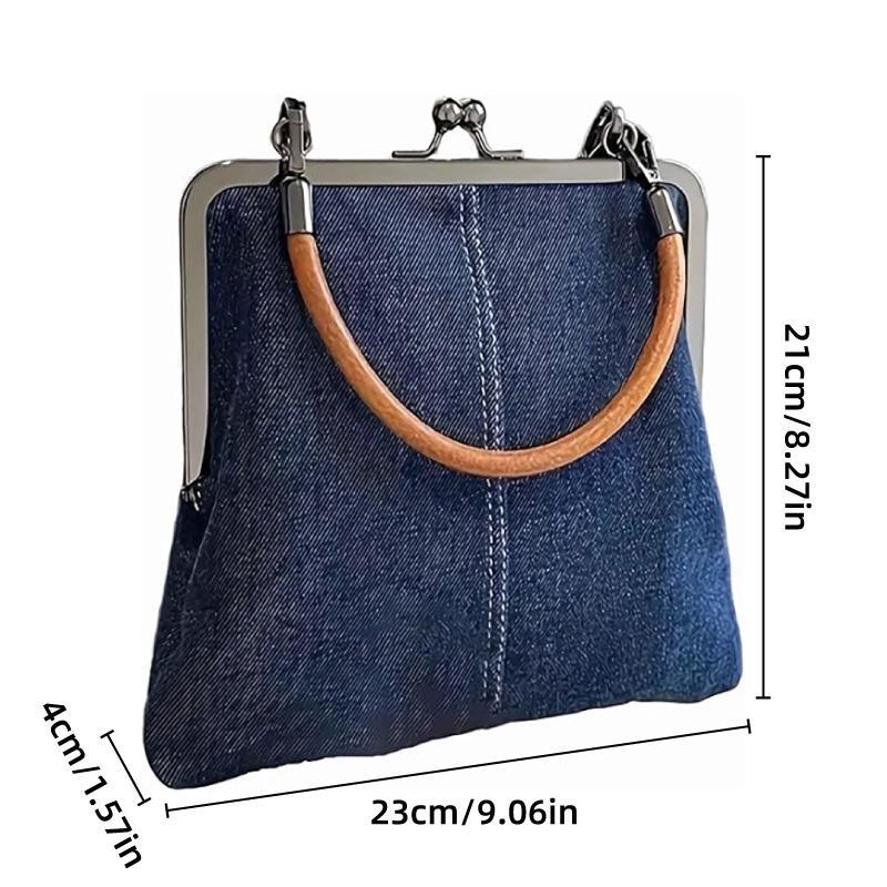 Small Handbag Women Tote Bag Cowboy Splicing Crossbody Shoulder Satchel Bag - Dark Blue V528-BAG-DARK-BLUE-276871