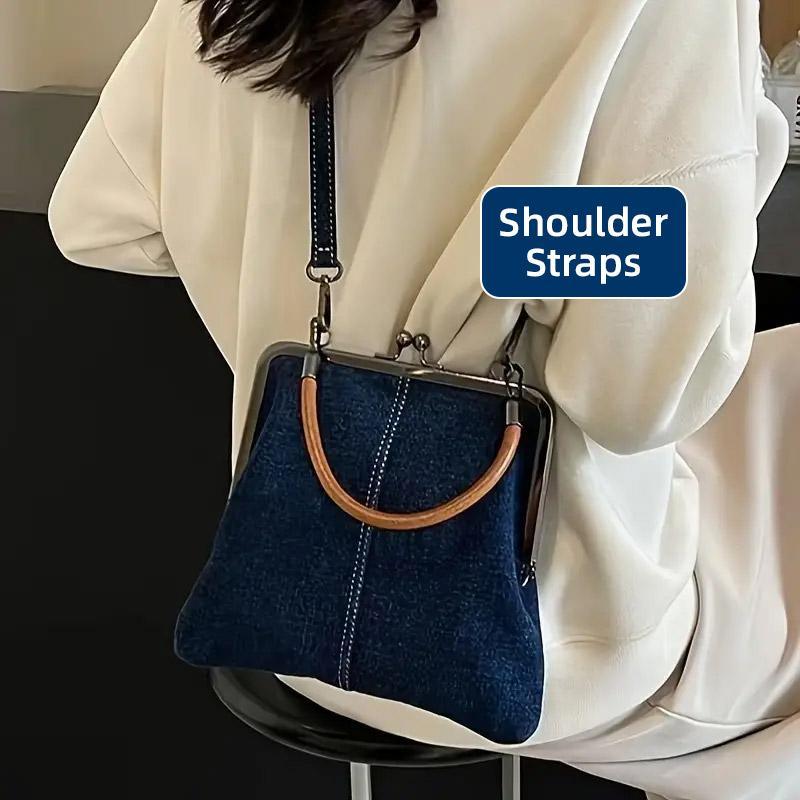 Small Handbag Women Tote Bag Cowboy Splicing Crossbody Shoulder Satchel Bag - Dark Blue V528-BAG-DARK-BLUE-276871