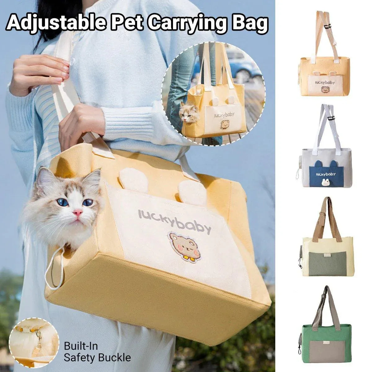 Portable Breathable Adjustable Crossbody Pet Carrier Bag Large Capacity for Pet - Green V528-BAG-GREEN-895609