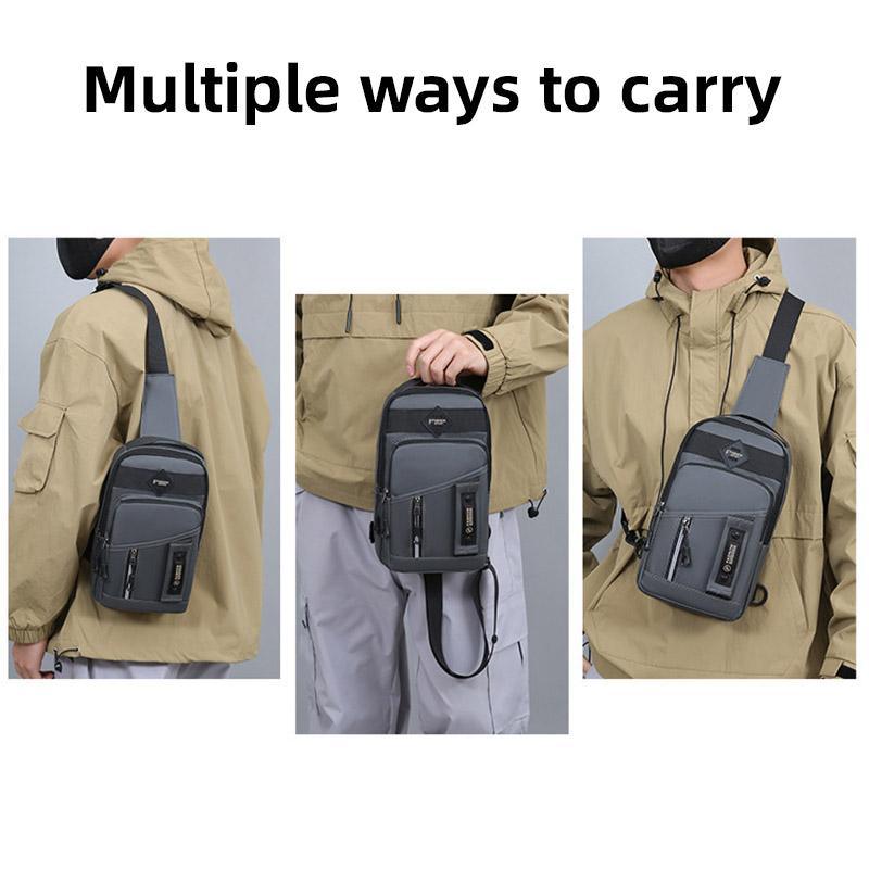 Casual Multifunctional Crossbody Bag for Men Travel Outdoor Hiking and Sports - Grey V528-BAG-GREY-853314