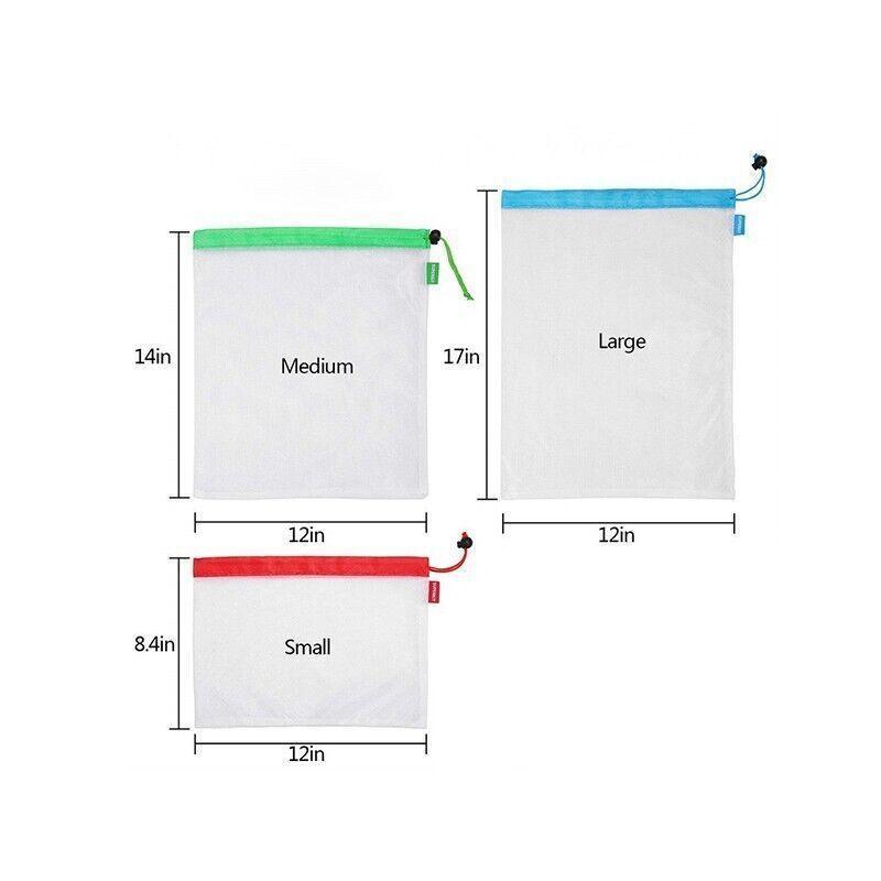 Up 15X Eco Friendly Reusable Mesh Produce Bags Superior Double Stitched Strength - 5PCS Large Blue V528-BAG-LARGEBLUE-5PCS-46420