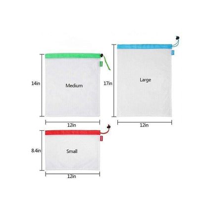 Up 15X Eco Friendly Reusable Mesh Produce Bags Superior Double Stitched Strength - 5PCS Large Blue V528-BAG-LARGEBLUE-5PCS-46420