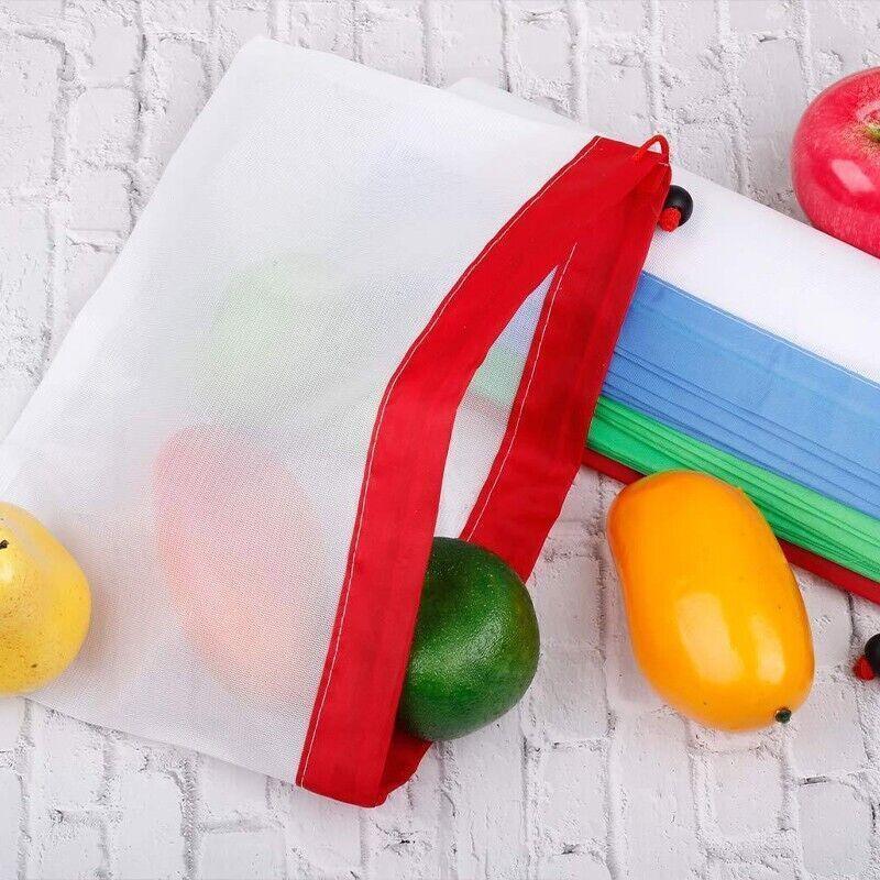 Up 15X Eco Friendly Reusable Mesh Produce Bags Superior Double Stitched Strength - 5PCS Large Blue V528-BAG-LARGEBLUE-5PCS-46420