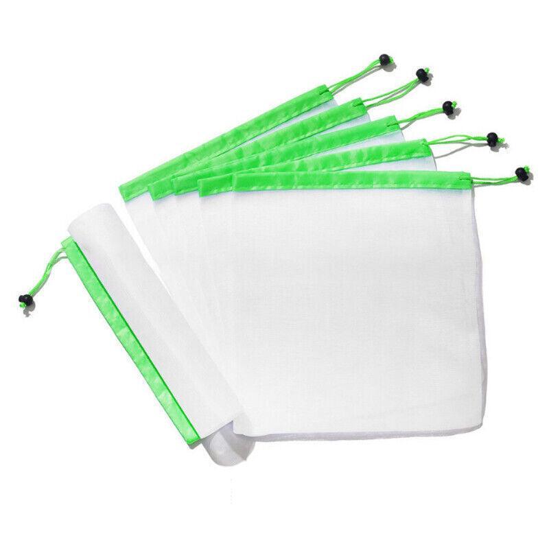 Up 15X Eco Friendly Reusable Mesh Produce Bags Superior Double Stitched Strength - 5PCS Medium Green V528-BAG-MEDIUMGREEN-5PCS-48874