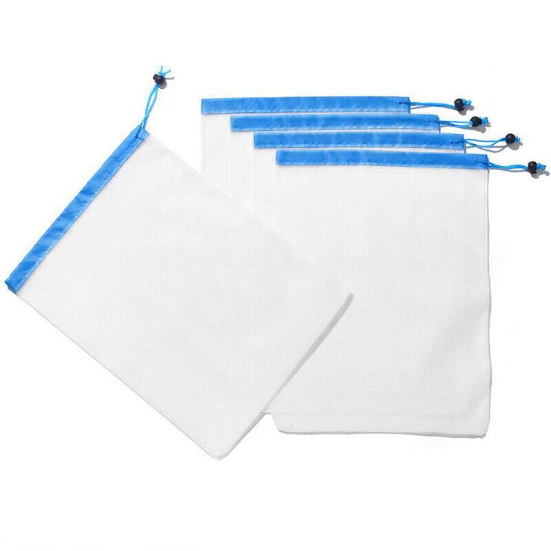 Up 15X Eco Friendly Reusable Mesh Produce Bags Superior Double Stitched Strength - 5PCS Medium Green V528-BAG-MEDIUMGREEN-5PCS-48874