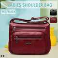 Multi Pocket Women Shoulder Bag Leather Crossbody Handbag Everyday Messenger - Red V528-BAG-RED-115745