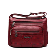 Multi Pocket Women Shoulder Bag Leather Crossbody Handbag Everyday Messenger - Red V528-BAG-RED-115745