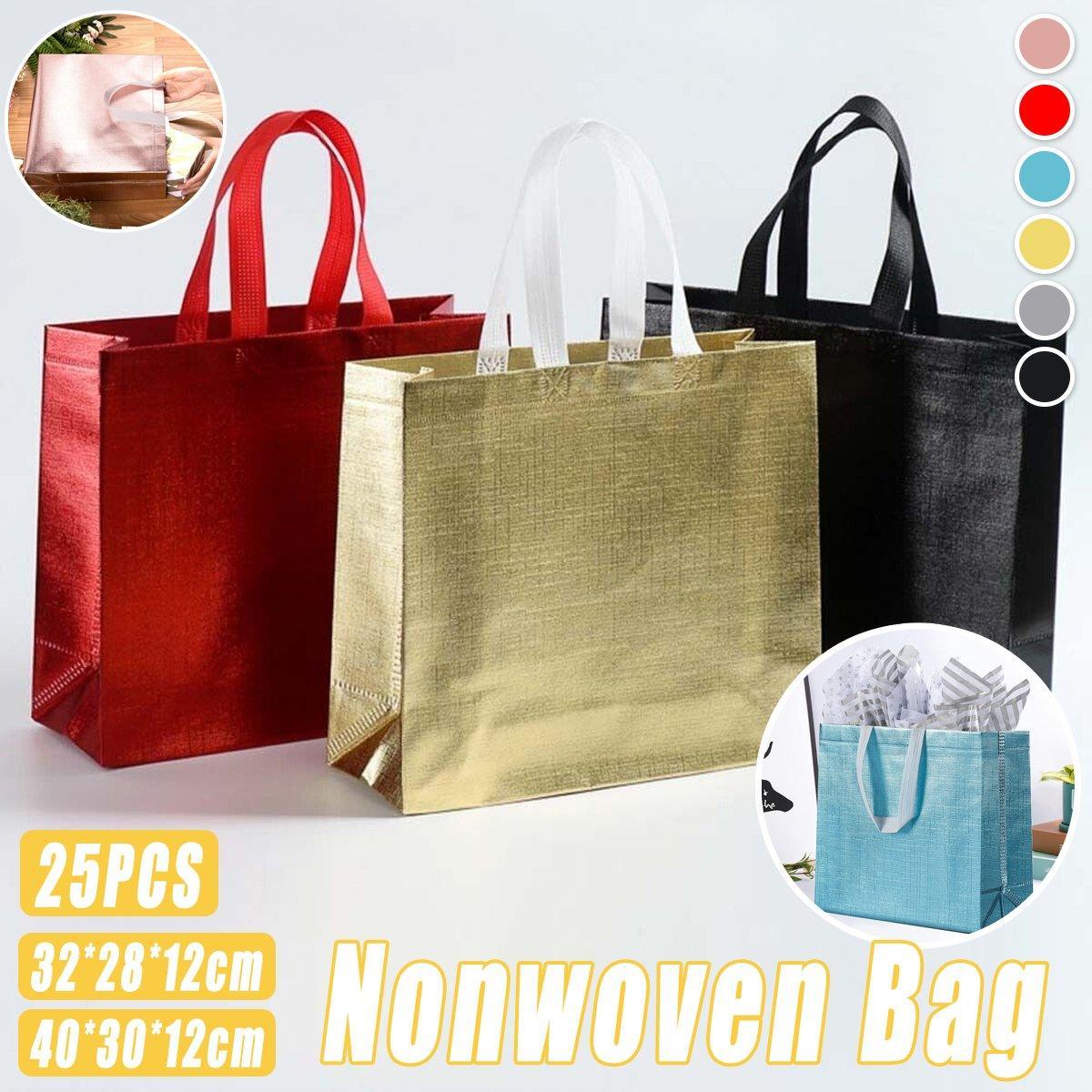 25PCS Embossed Non-Woven Tote Bag Fashion Shopping Gift Packaging Bag - Red-40*30*12cm V528-BAG-RED-40-30-12-504263