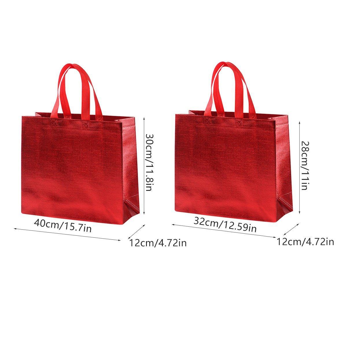 25PCS Embossed Non-Woven Tote Bag Fashion Shopping Gift Packaging Bag - Red-40*30*12cm V528-BAG-RED-40-30-12-504263