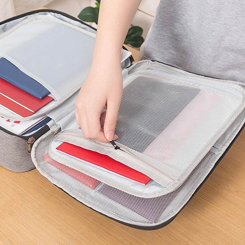 Large Capacity Multi-Layer Document Ticket Storage Bag Certificate File Organize 3 Layers With Lock - Grey 3 V528-BAGGREY-3LAYERSWITHLOCK-D15487
