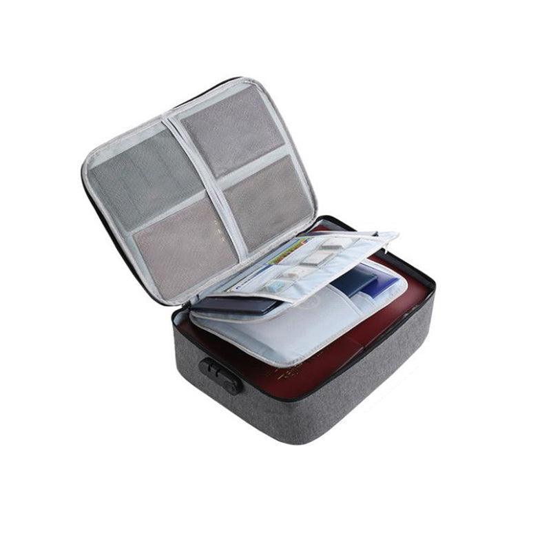Large Capacity Multi-Layer Document Ticket Storage Bag Certificate File Organize 3 Layers With Lock - Grey 3 V528-BAGGREY-3LAYERSWITHLOCK-D15487