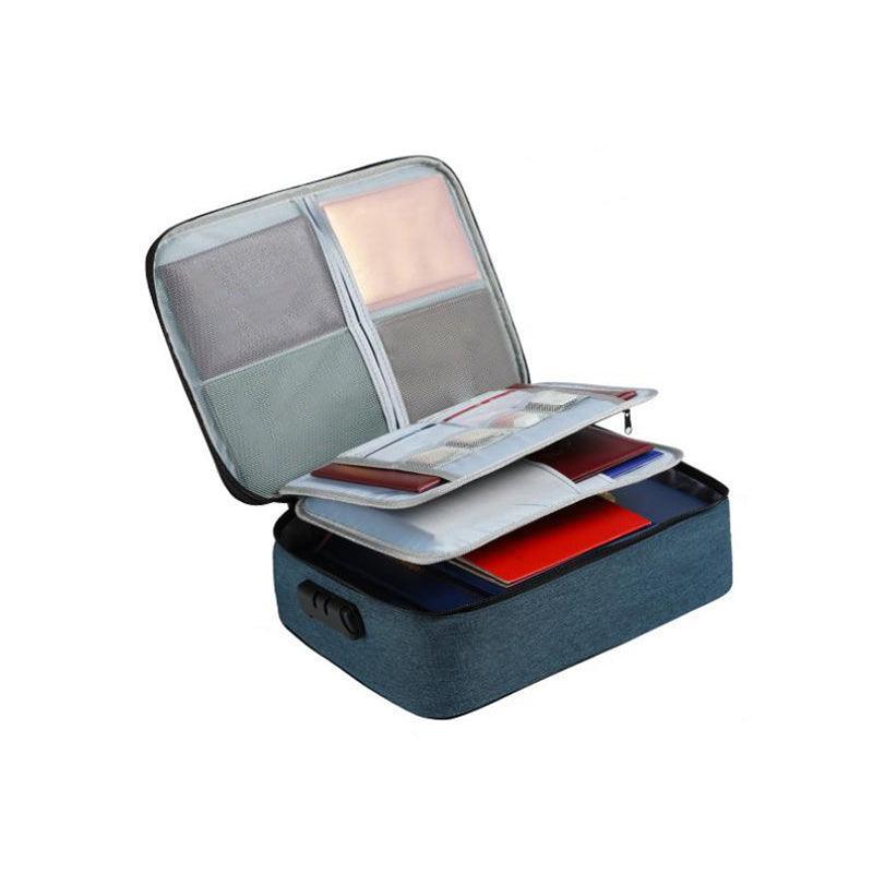 Large Capacity Multi-Layer Document Ticket Storage Bag Certificate File Organize 3 Layers With Lock - Grey 3 V528-BAGGREY-3LAYERSWITHLOCK-D15487