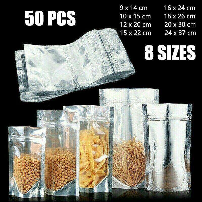 Clear Aluminum Foil Mylar Stand Up Retail Bags Zip Lock Pouches Pouch Packaging - 15*22+4CM-50PCS V528-BAITBAG-15-224-50PCS-36795