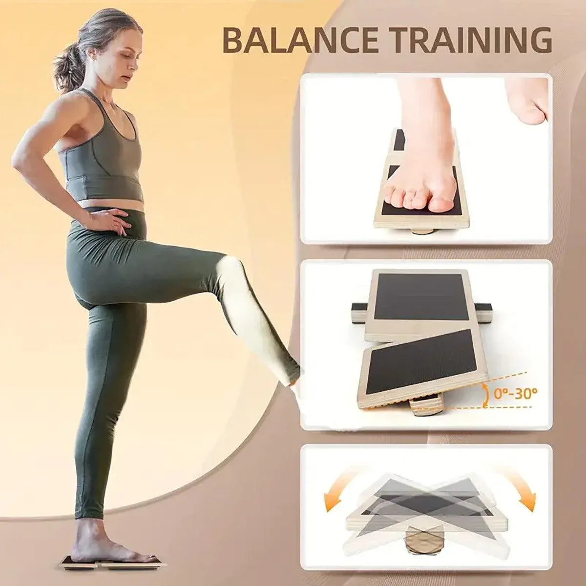 Wooden Yoga Foot Stretching Balance Board Training New Ballet Single Leg Balance V528-BALANCE-BOARD-450852