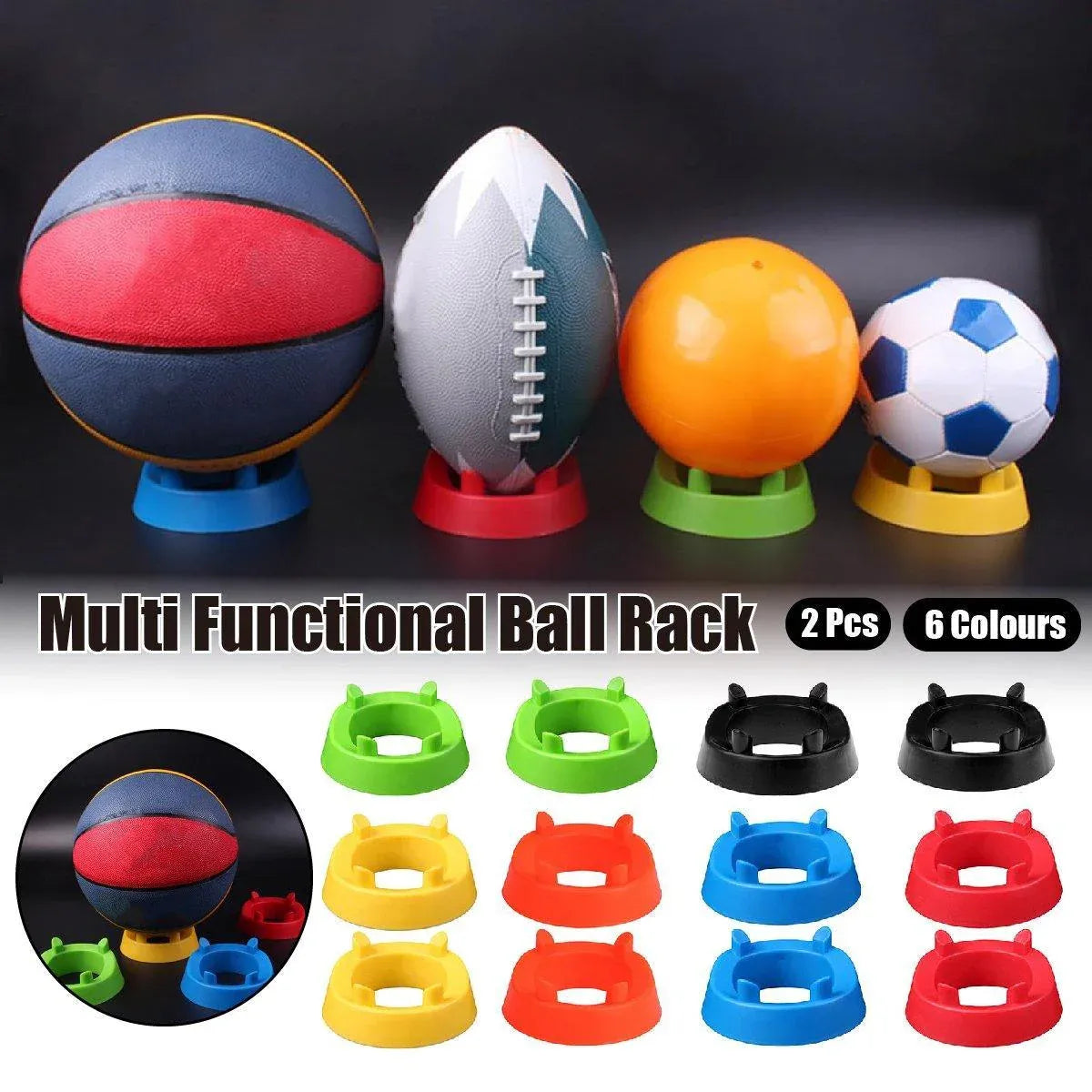2PCS Football Basketball Volleyball Storage Stand Multi-Functional Ball Holder - Green V528-BALL-HOLDER-2PCS-GREEN-257693