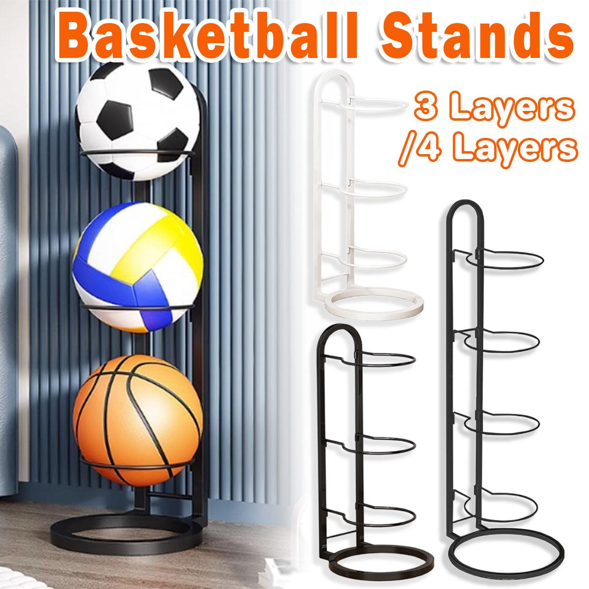 3/4Tier Basketball Stand Ball Organizer Storage Rack Basketball Equipment Holder - Black-3 Layers V528-BALL-STAND-3-BLACK-321685