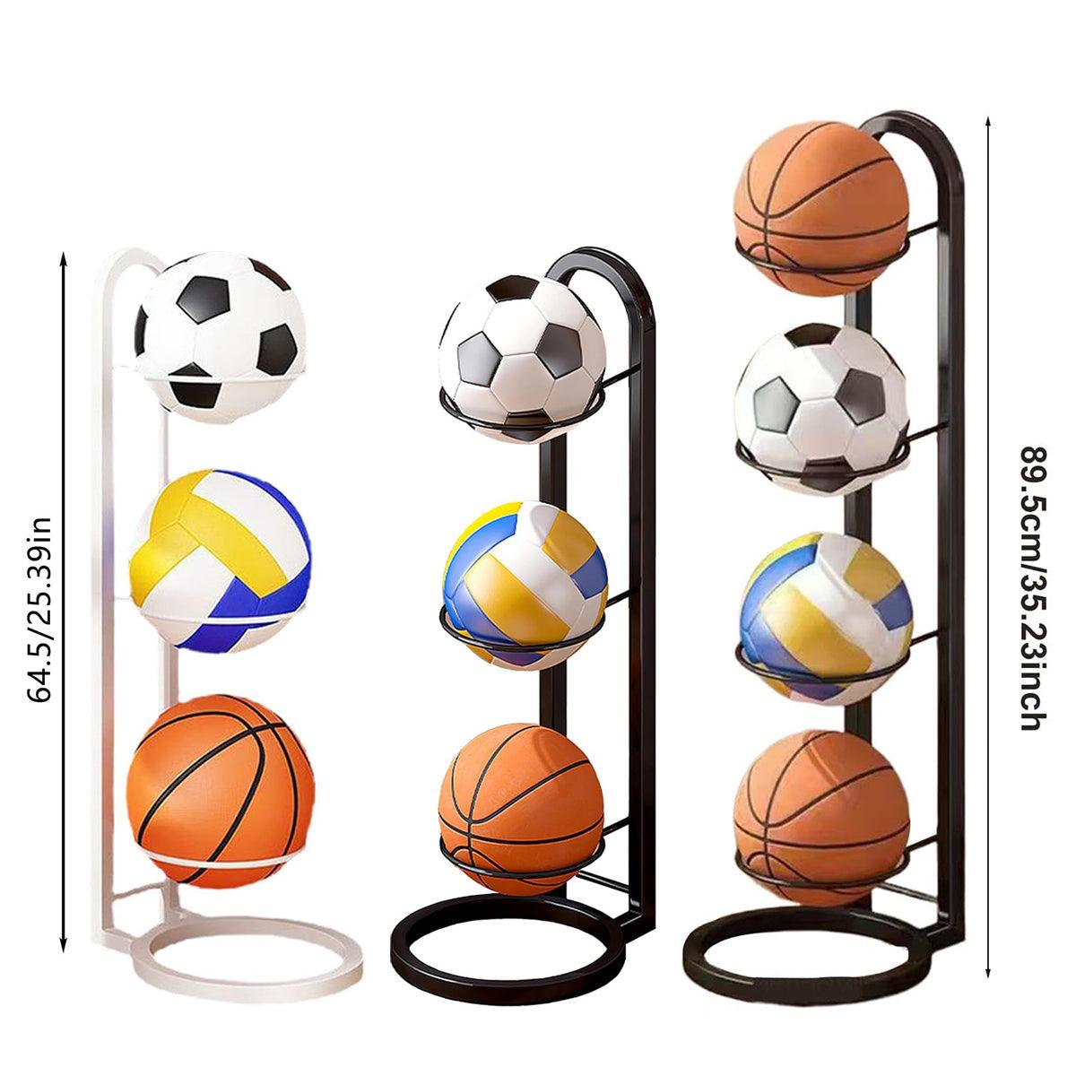 3/4Tier Basketball Stand Ball Organizer Storage Rack Basketball Equipment Holder - Black-3 Layers V528-BALL-STAND-3-BLACK-321685