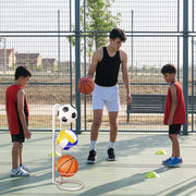 3/4Tier Basketball Stand Ball Organizer Storage Rack Basketball Equipment Holder - White-3 Layers V528-BALL-STAND-3-WHITE-847856