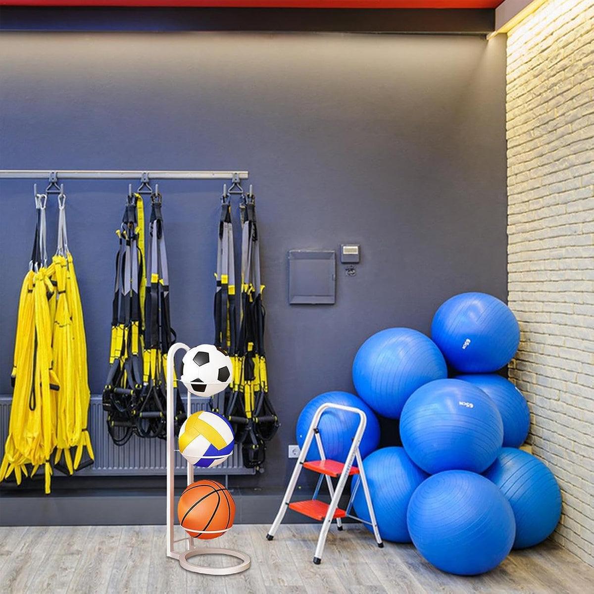 3/4Tier Basketball Stand Ball Organizer Storage Rack Basketball Equipment Holder - Black-4 Layers V528-BALL-STAND-4-BLACK-593708