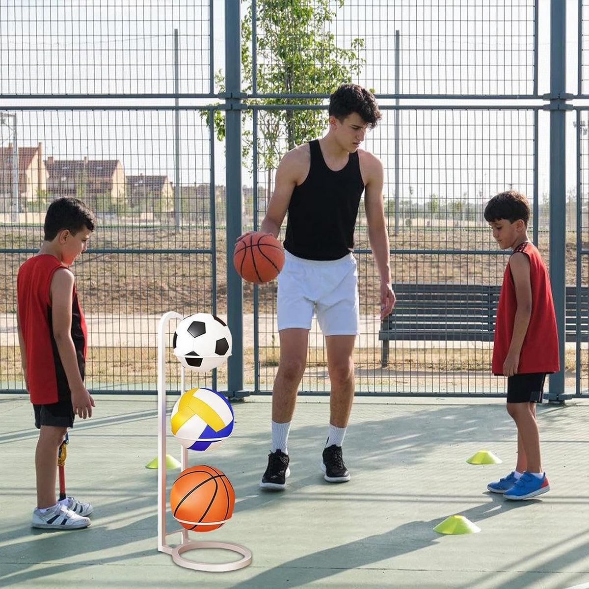 3/4Tier Basketball Stand Ball Organizer Storage Rack Basketball Equipment Holder - Black-4 Layers V528-BALL-STAND-4-BLACK-593708
