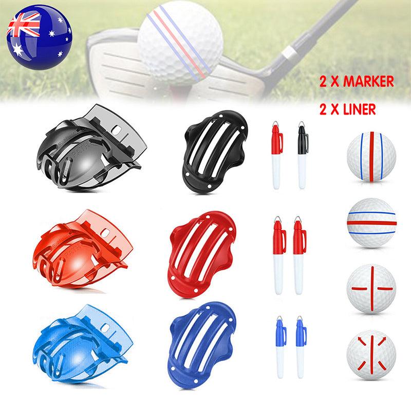 Sports Alignment Golf Ball Marker 3 Line Tool Drawing Liner Set Stencil Au Stock - Red V528-BALLDRAWER-RED-4PCS-654121