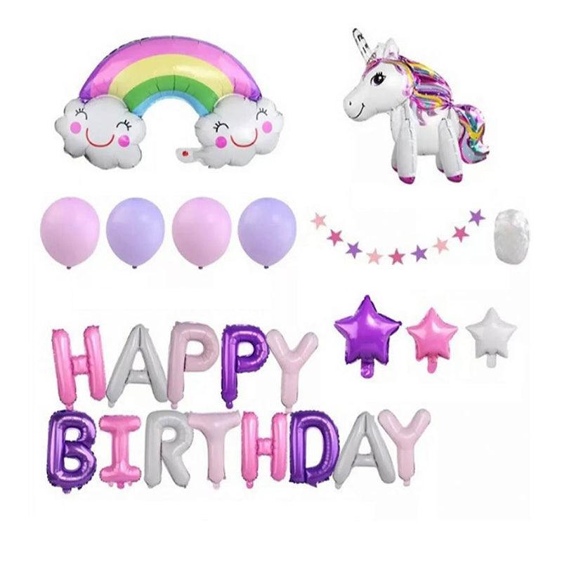 45-50 Pcs Happy Birthday 3D Unicorn Decoration Balloons Diy Decor Party Set - 01 V528-BALLOON-BIRTHDAY-1-65293