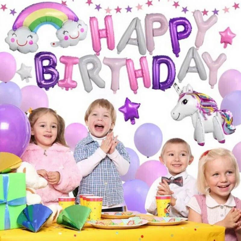 45-50 Pcs Happy Birthday 3D Unicorn Decoration Balloons Diy Decor Party Set - 03 V528-BALLOON-BIRTHDAY-3-65294