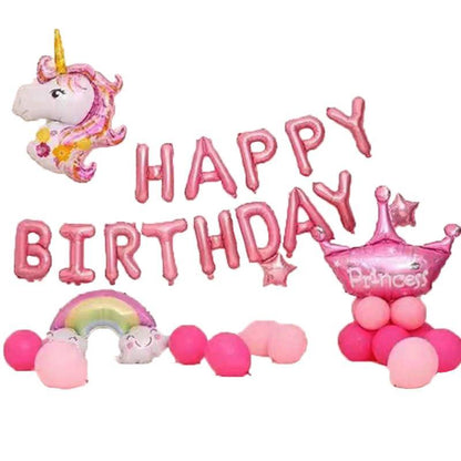 45-50 Pcs Happy Birthday 3D Unicorn Decoration Balloons Diy Decor Party Set - 04 V528-BALLOON-BIRTHDAY-4-65295