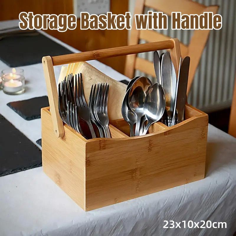 Portable Bamboo Storage Box Fruit Basket Organizer Multi Purpose Storage Basket V528-BAMBOO-434945