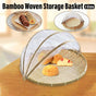 Bamboo Storage Basket with Mesh Cover for Fruit Vegetables Food Buns Kitchen - 42CM V528-BAMBOO-BASKET-42CM-825189
