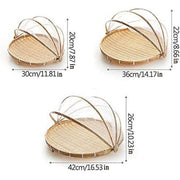 Bamboo Storage Basket with Mesh Cover for Fruit Vegetables Food Buns Kitchen - 42CM V528-BAMBOO-BASKET-42CM-825189