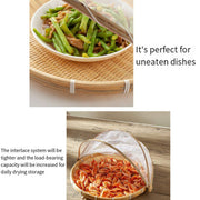 Bamboo Storage Basket with Mesh Cover for Fruit Vegetables Food Buns Kitchen - 42CM V528-BAMBOO-BASKET-42CM-825189
