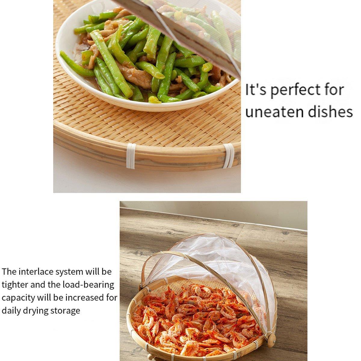 Bamboo Storage Basket with Mesh Cover for Fruit Vegetables Food Buns Kitchen - 42CM V528-BAMBOO-BASKET-42CM-825189