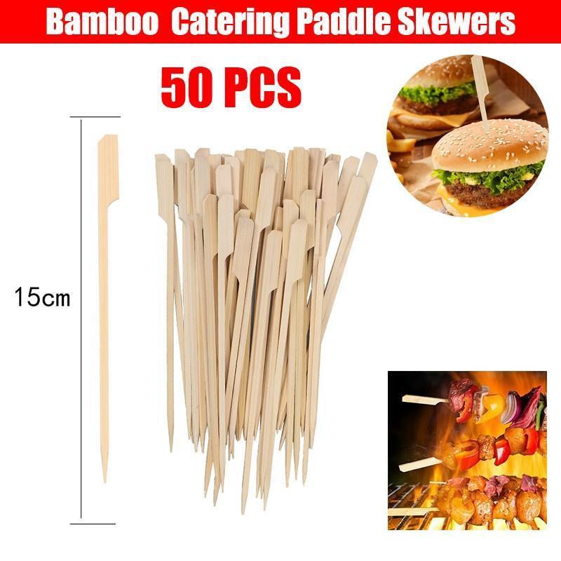 Bamboo Wooden Catering Paddle Skewers Disposable Finger Food Cocktail BBQ V528-BAMBOOSTICK-50PCS-564142