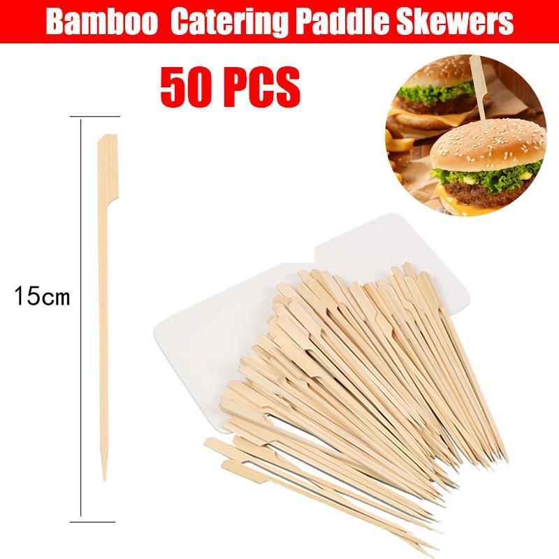 Bamboo Wooden Catering Paddle Skewers Disposable Finger Food Cocktail BBQ V528-BAMBOOSTICK-50PCS-564142