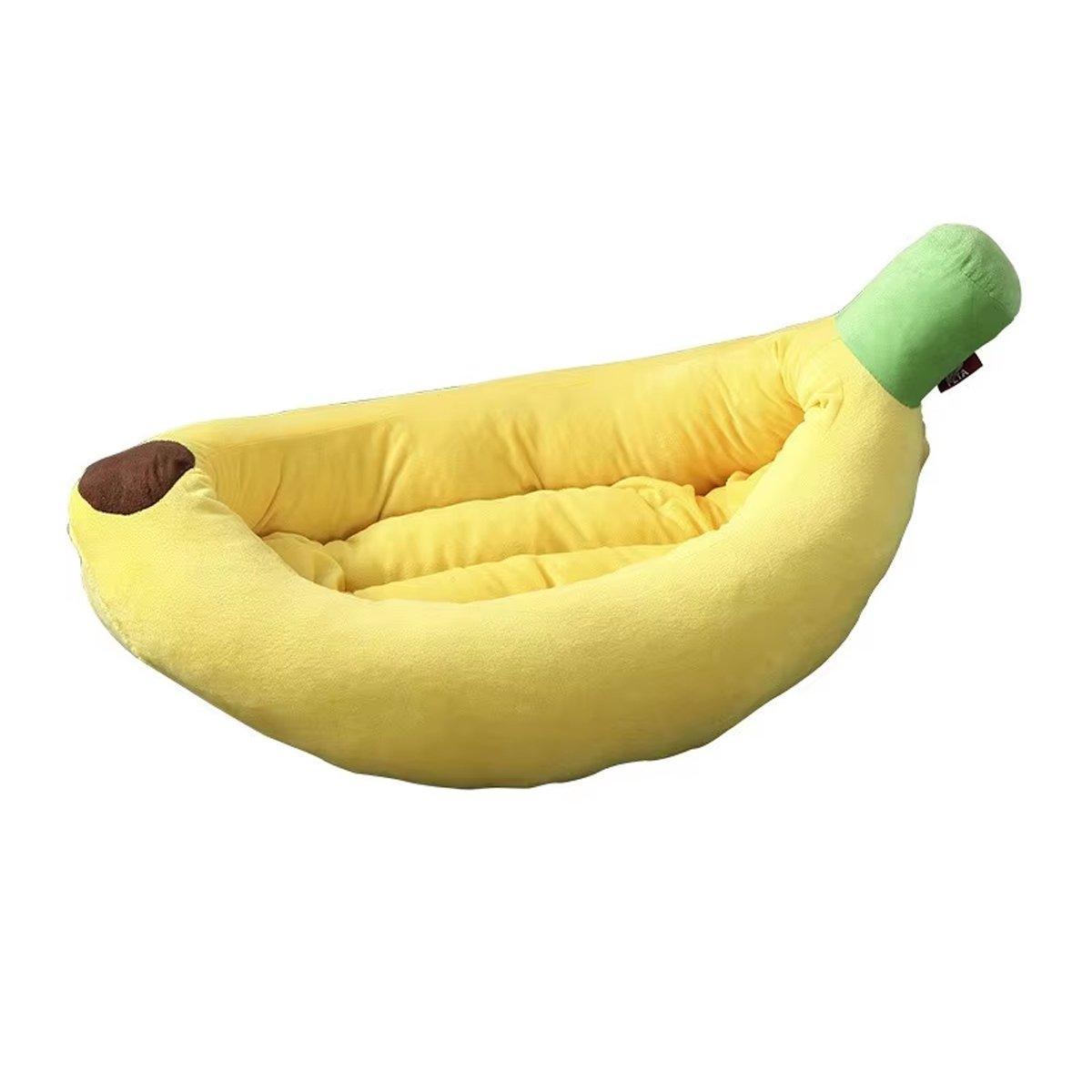 Cute Banana Shape Pet Bed Winter Warm Dog Cat Kennel Cozy Pet Cartoon Bed Mat - S V528-BANANA-NEST-S-101623