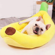 Cute Banana Shape Pet Bed Winter Warm Dog Cat Kennel Cozy Pet Cartoon Bed Mat - S V528-BANANA-NEST-S-101623